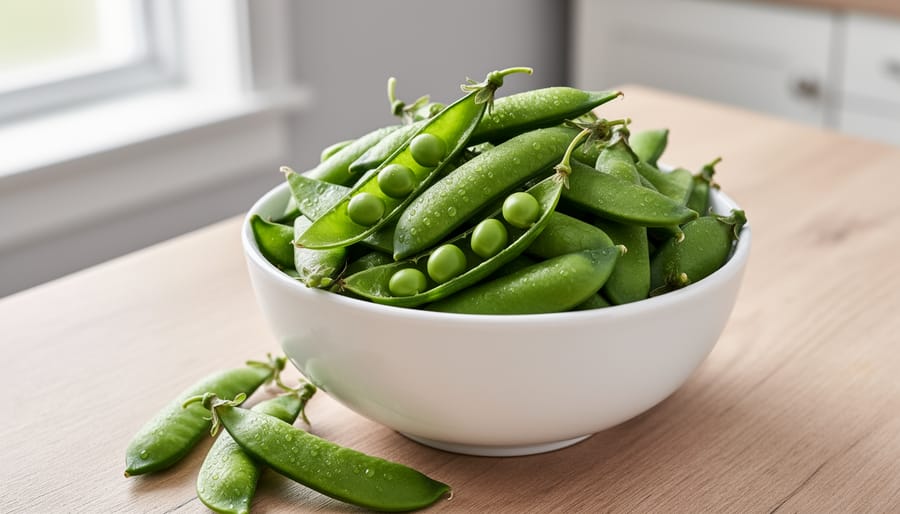 Snap peas and snow peas in a snack container